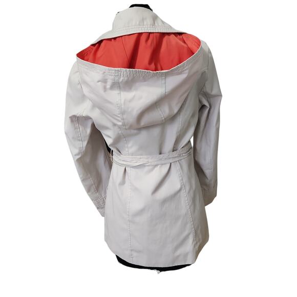 Esprit Cream Belted Hooded Trench Coat Light Jacket Size Small - Picture 3 of 10